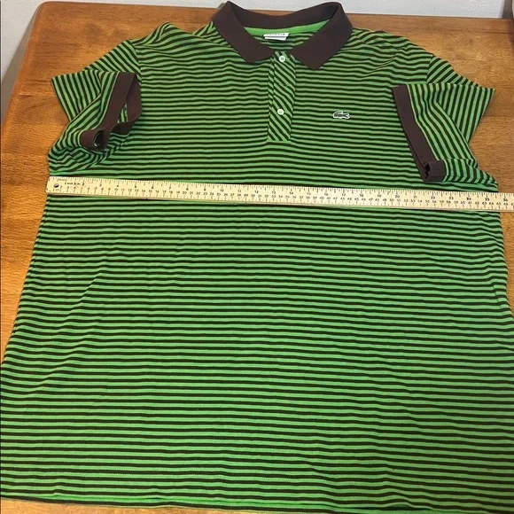 Lacoste men’s Green and Black Striped Polo Shirt Size 9 4X - Picture 2 of 4